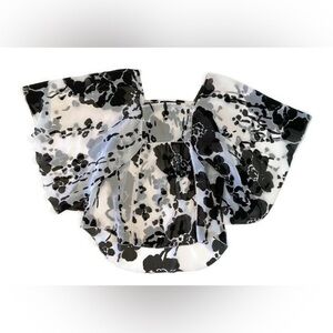 INC International Concepts Women’s 4P Black and White Floral High-Low Sheer Top